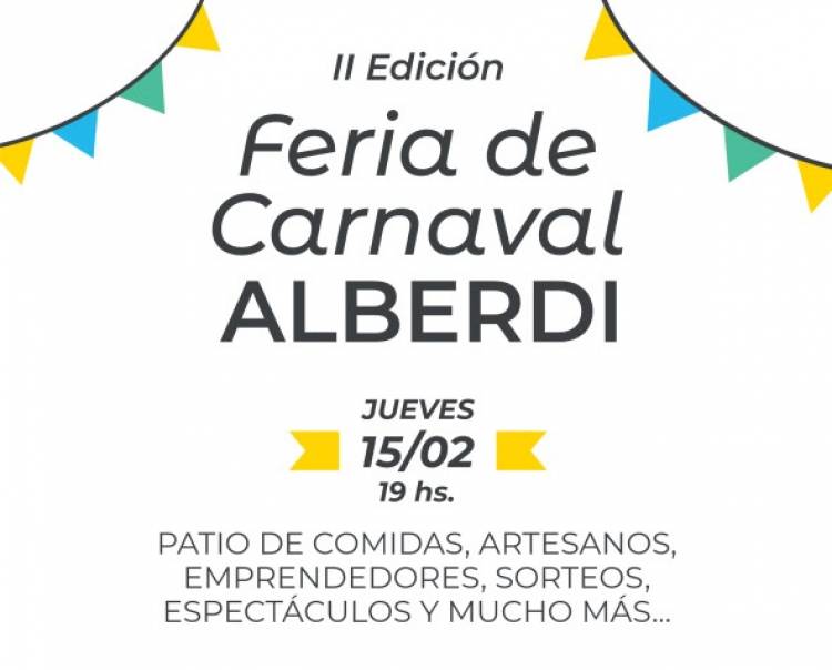 Este jueves se realizará la Feria de Carnaval Alberdi