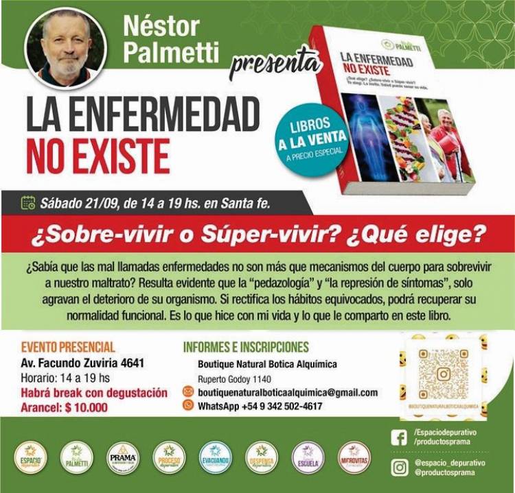 Declaran de interés el libro "La enfermedad no existe" de Néstor Palmetti